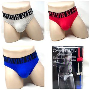 Sale🍃 Calvin Klein Mens 3 Pack Cotton Stretch Logo Hip Brief Gray Red NB2595913